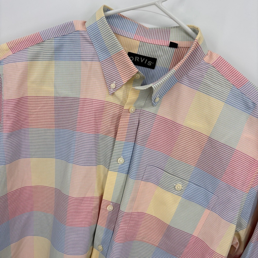 Orvis Button Down Shirt Mens XXL Multicolor Excellent Wrinkle Free Tattersall